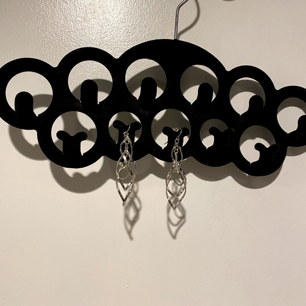 Silver Plated Dangle Vintage Statement Earrings - image 2